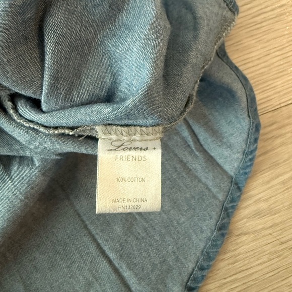 Lovers + Friends Revolve Dream Catcher Top Blue Lagoon Sz L chambray boho beach - Picture 5 of 6